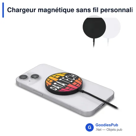 Chargeur magnétique sans fil personnalisable 15 W avec logo - R-ABS