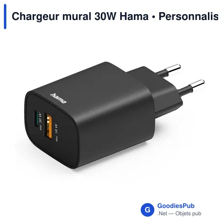 Chargeur mural personnalisable 30W avec logo - Hama
