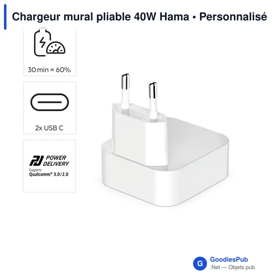 Chargeur mural pliable 40W Hama - Image 6
