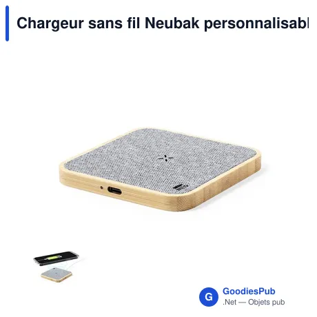 Chargeur sans fil Neubak personnalisable avec logo entreprise en polyester recyclé