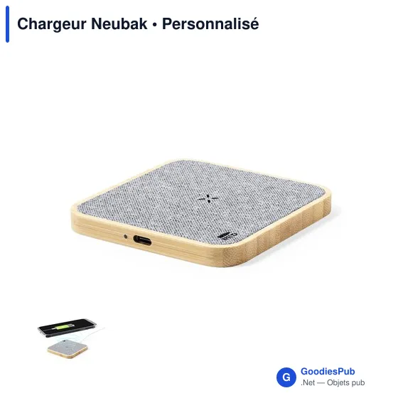 Chargeur sans fil Neubak personnalisable avec logo entreprise en polyester recyclé - Image 1