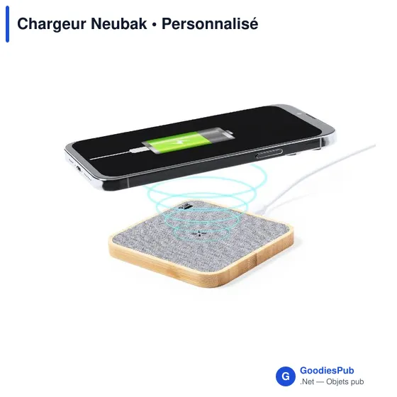 Chargeur sans fil Neubak personnalisable avec logo entreprise en polyester recyclé - Image 4