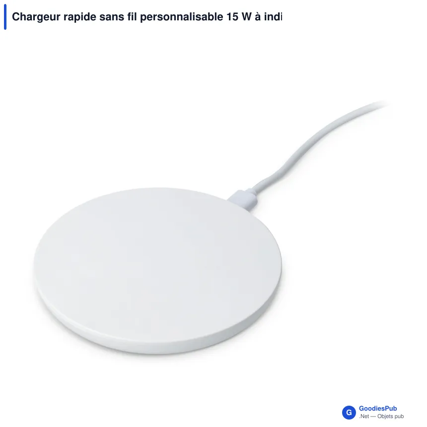 Chargeur rapide sans fil personnalisable 15 W à indicateur LED avec logo - R-ABS - Image 2