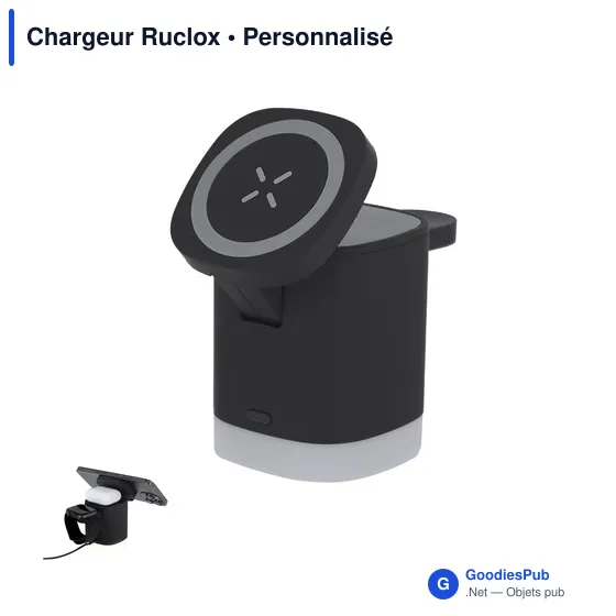 Chargeur sans fil personnalisable Ruclox avec logo - 3 en 1 - Image 2