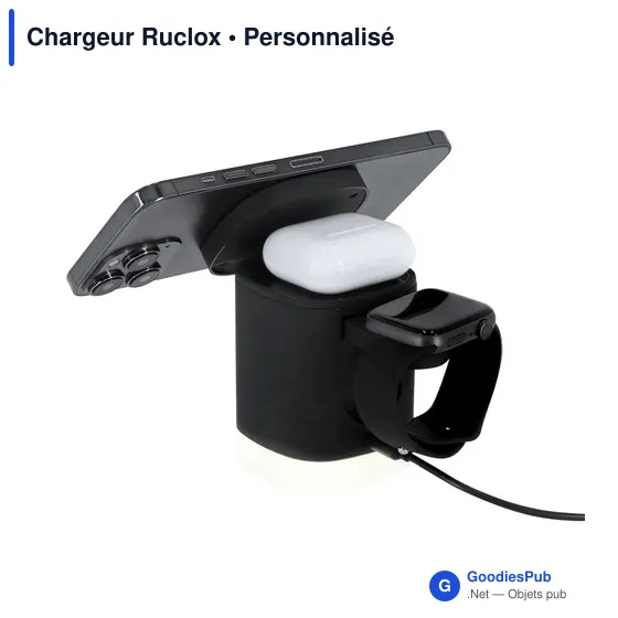 Chargeur sans fil personnalisable Ruclox avec logo - 3 en 1 - Image 3