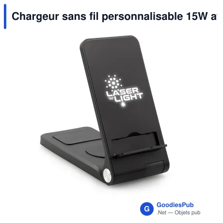Chargeur sans fil personnalisable 15W avec support pour téléphone | Zitaavec logo
