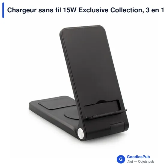 Chargeur sans fil personnalisable 15W avec support pour téléphone | Zitaavec logo - Image 2