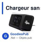 Chargeur sans fil personnalisable avec horloge numérique | Ishaavec logo - Miniature 1