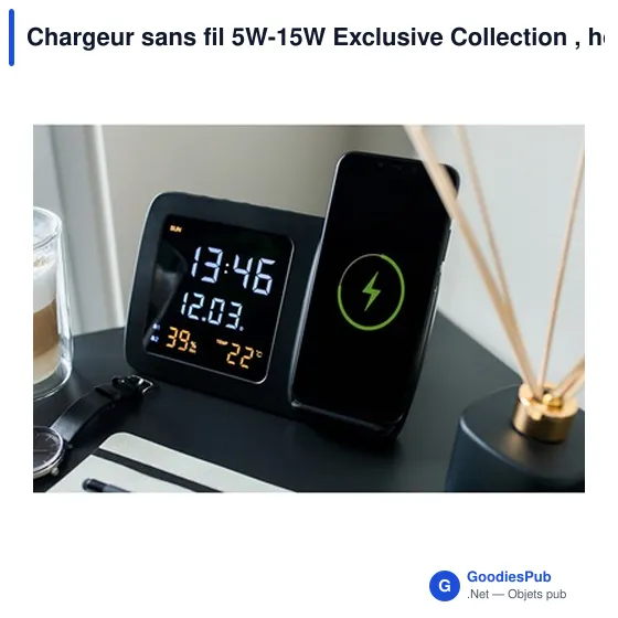 Chargeur sans fil personnalisable avec horloge numérique | Ishaavec logo - Image 11