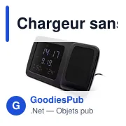 Chargeur sans fil personnalisable avec horloge numérique | Ishaavec logo - Miniature 4