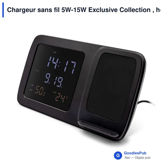 Chargeur sans fil personnalisable avec horloge numérique | Ishaavec logo - Image 4