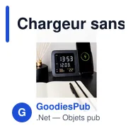 Chargeur sans fil personnalisable avec horloge numérique | Ishaavec logo - Miniature 10