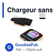 Chargeur sans fil personnalisable 10 W en bambou et verre avec logo - Noir - Miniature 1