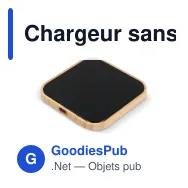 Chargeur sans fil personnalisable 10 W en bambou et verre avec logo - Noir - Miniature 2