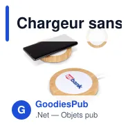 Chargeur sans fil personnalisable 15 W en bambou et R-ABS avec logo - Bambou - Miniature 1