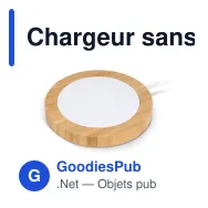 Chargeur sans fil personnalisable 15 W en bambou et R-ABS avec logo - Bambou - Miniature 2