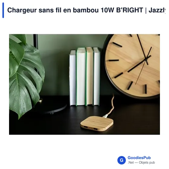 Chargeur sans fil personnalisable en bambou 10W avec logo | Jazzlyn - Image 2