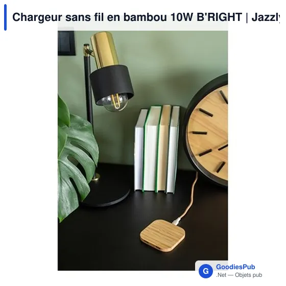 Chargeur sans fil personnalisable en bambou 10W avec logo | Jazzlyn - Image 9