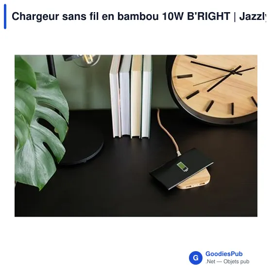 Chargeur sans fil personnalisable en bambou 10W avec logo | Jazzlyn - Image 10