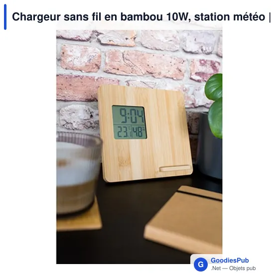 Chargeur sans fil personnalisable 10W avec station météo | Kaheleavec logo - Image 2