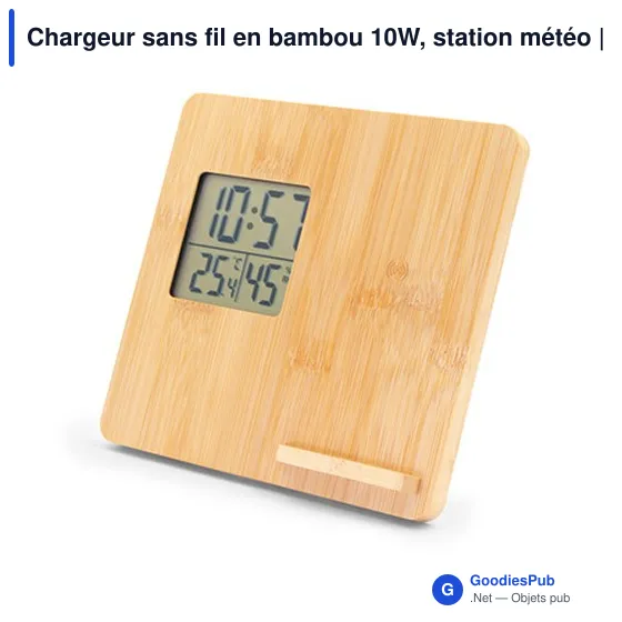 Chargeur sans fil personnalisable 10W avec station météo | Kaheleavec logo - Image 3
