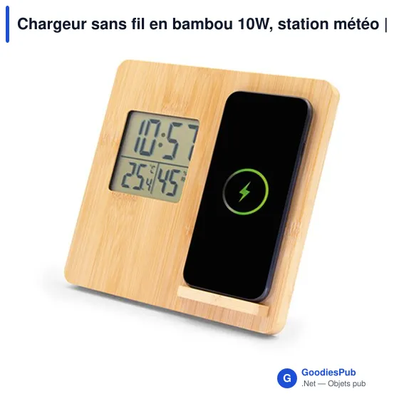 Chargeur sans fil personnalisable 10W avec station météo | Kaheleavec logo - Image 4