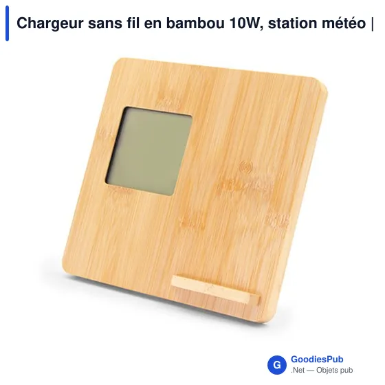 Chargeur sans fil personnalisable 10W avec station météo | Kaheleavec logo - Image 5