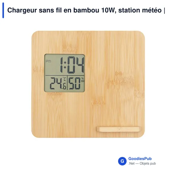 Chargeur sans fil personnalisable 10W avec station météo | Kaheleavec logo - Image 6