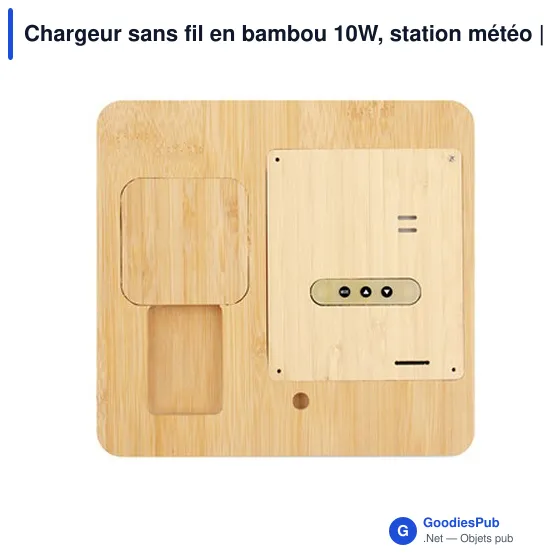 Chargeur sans fil personnalisable 10W avec station météo | Kaheleavec logo - Image 7