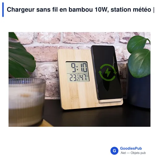 Chargeur sans fil personnalisable 10W avec station météo | Kaheleavec logo - Image 8