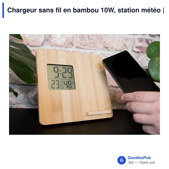 Chargeur sans fil personnalisable 10W avec station météo | Kaheleavec logo - Image 9