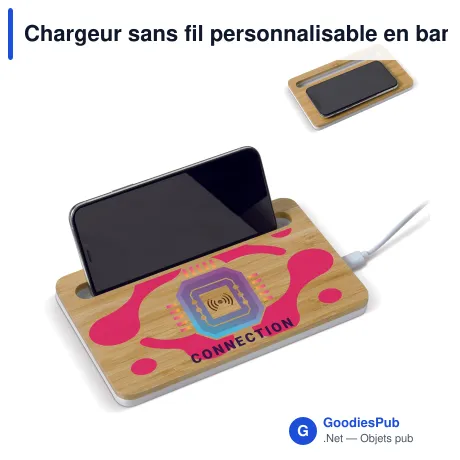 Chargeur sans fil personnalisable en bambou 5W avec logo - Bamboo