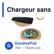 Chargeur sans fil personnalisable 15 W en liège et R-ABS avec logo - Liège - Miniature 1