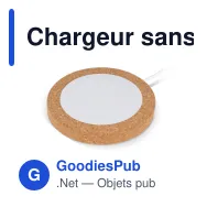 Chargeur sans fil personnalisable 15 W en liège et R-ABS avec logo - Liège - Miniature 2