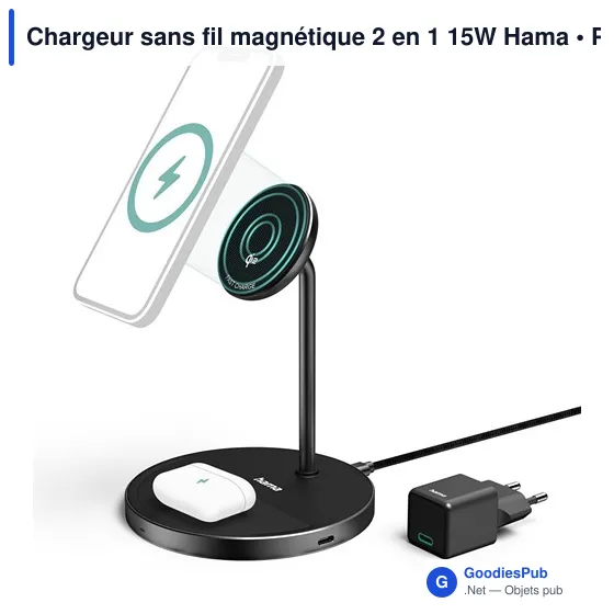 Chargeur sans fil magnétique 2 en 1 15W Hama - Image 5