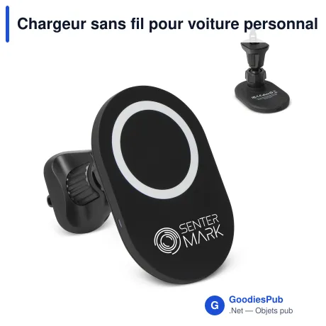 Chargeur sans fil pour voiture personnalisable 15 W avec logo - R-ABS