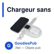Chargeur sans fil 3 en 1 personnalisable 15 W avec logo - Téléphone, montre et écouteurs - Miniature 2