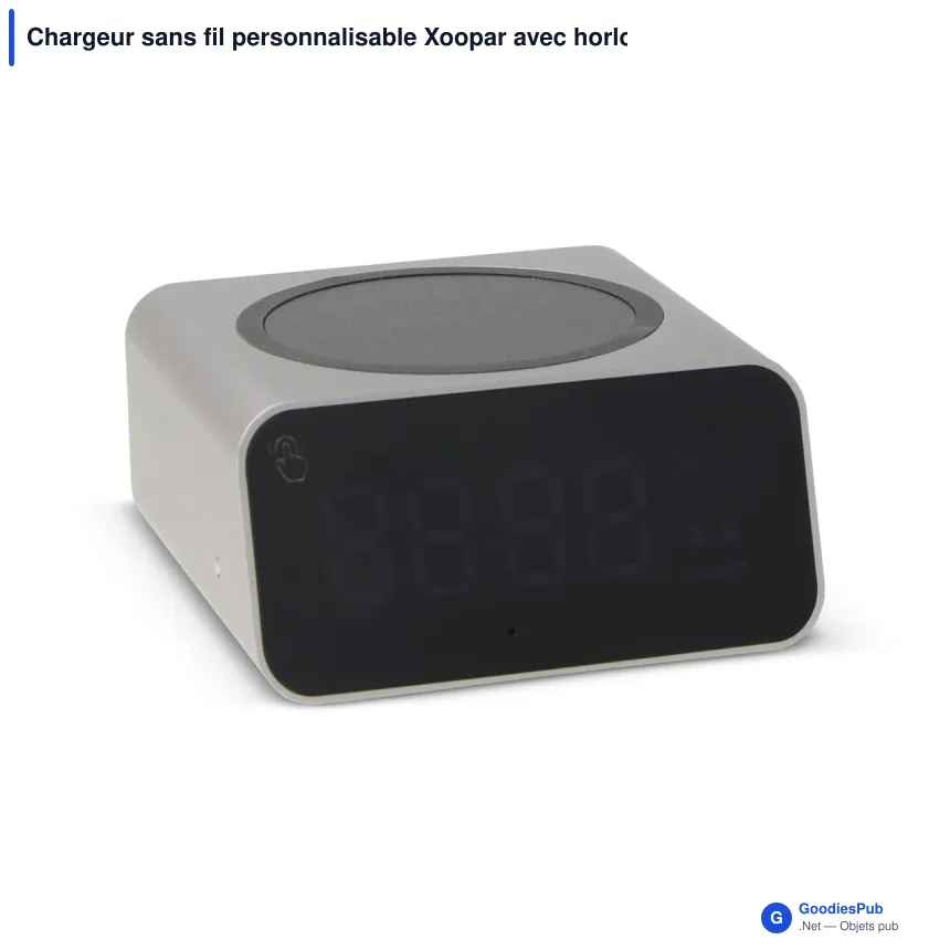 Chargeur sans fil personnalisable Xoopar avec horloge et logo - Reddi Charge PD - Image 2