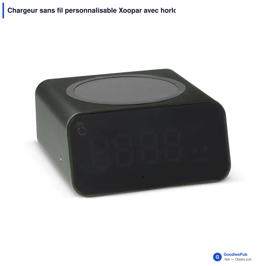 Chargeur sans fil personnalisable Xoopar avec horloge et logo - Reddi Charge PD - Image 3