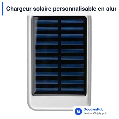 Chargeur solaire personnalisable en aluminium avec logo - Tycho