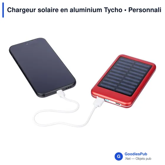Chargeur solaire personnalisable en aluminium avec logo - Tycho - Image 11