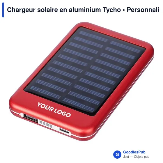 Chargeur solaire personnalisable en aluminium avec logo - Tycho - Image 12