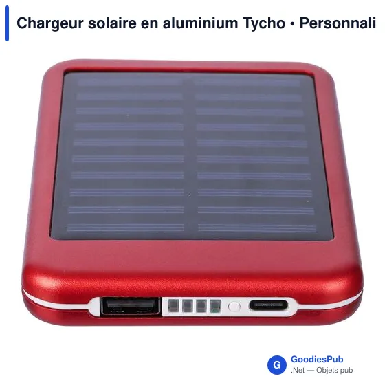 Chargeur solaire personnalisable en aluminium avec logo - Tycho - Image 6