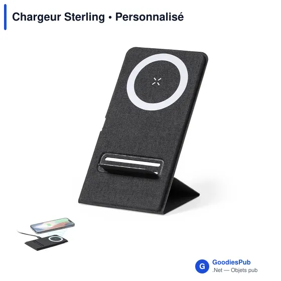 Chargeur sans fil personnalisable Sterling avec logo entreprise - Image 1