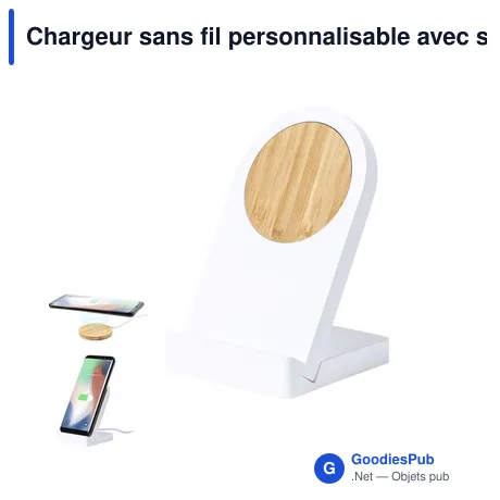 Chargeur sans fil personnalisable avec support mobile - Noopyavec logo