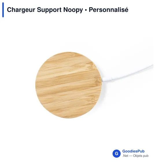 Chargeur sans fil personnalisable avec support mobile - Noopyavec logo - Image 2