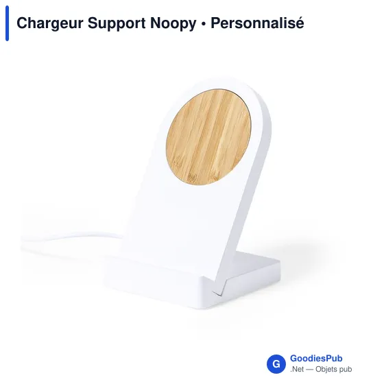 Chargeur sans fil personnalisable avec support mobile - Noopyavec logo - Image 4