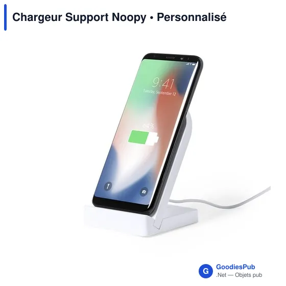 Chargeur sans fil personnalisable avec support mobile - Noopyavec logo - Image 5