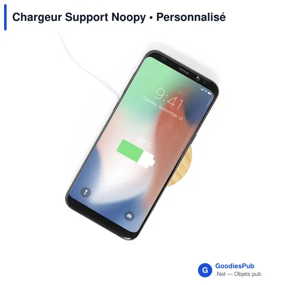 Chargeur sans fil personnalisable avec support mobile - Noopyavec logo - Image 6