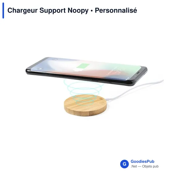 Chargeur sans fil personnalisable avec support mobile - Noopyavec logo - Image 7